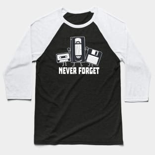 Never Forget Funny Men Audio Cassette Adult Humor Vintage Baseball T-Shirt